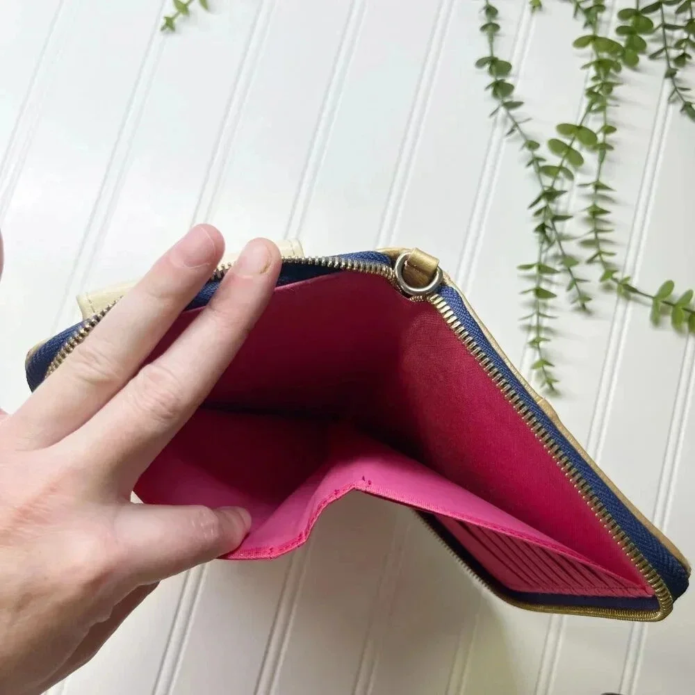 Spartina Leather & Floral Zip Around Phone Wallet/Wristlet - Missing Strap